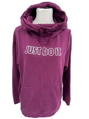 Nike Just Do it Pullover Hoodie Sweatshirt Maroon Silver Letters Womens Size 1X | eBay