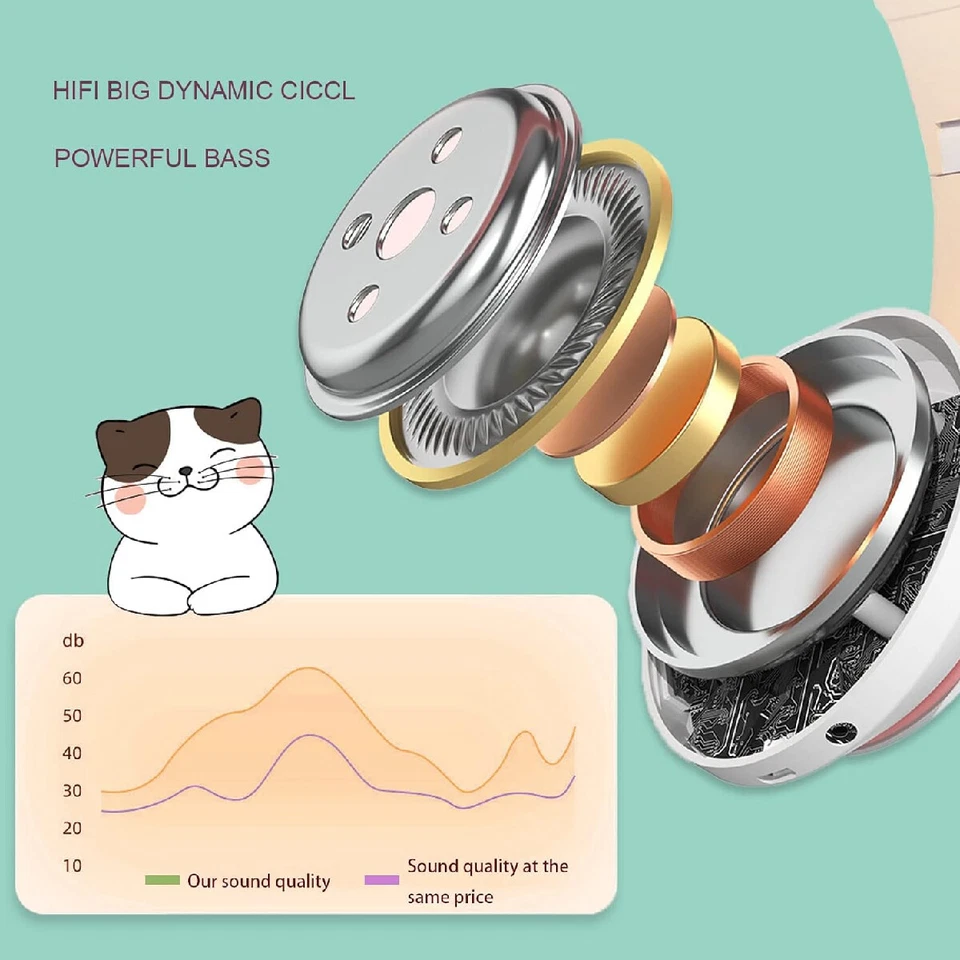 Kabellos Kopfhörer bluetooth 5.0 Katze Ohr LED-Licht für Kinder Faltbare Farbe - Bild 4 von 4