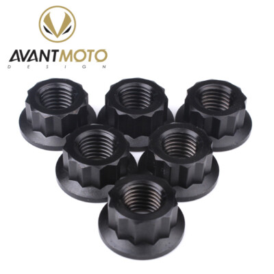 Titan hintere Kettenradmutter Bi-Hex Flansch M10 x (1,0 mm) schwarz Stck x 6
