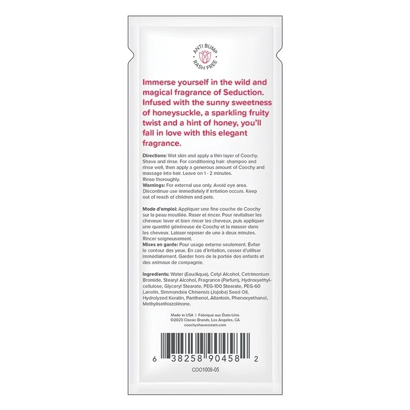 CREMA DE AFEITAR E HIDRATANTE COOCHY SIN ERUPCIONES, SEDUCCIÓN, SUAVE TODAS LAS TALLAS Foto 4 de 4