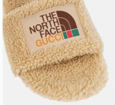 Gucci × The North Face Logo Boa Butterscotch Merino Wool Sandals