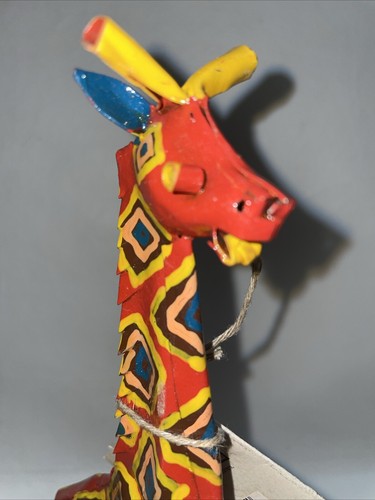 Scultura artistica giraffa metallo latta africana 8,5" statuina safari parchi Disney - Foto 2 di 11