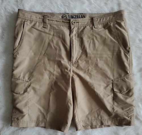 Megellan Outdoors Fish Gear Water Repellent Cargo Caramel Shorts Sz 38 inseam 10 - Picture 4 of 6