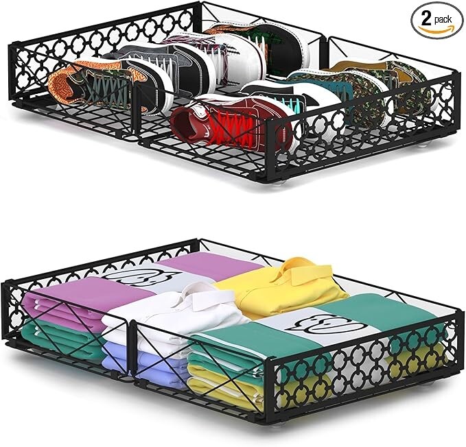 Under Bed Storage with Wheels, 2 Pack Rolling Under Bed Storage Containers-image
