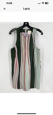 Anthropologie Maeve Womens Multicolor Striped Cotton Linen Sheath Dress XSmall