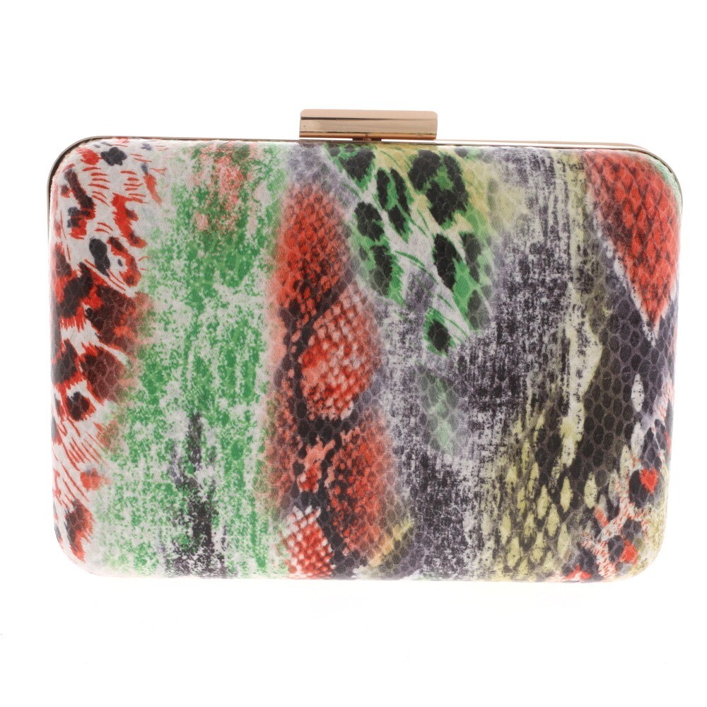 New Gold Metal Multi Snake Pattern Leatherette Clutch Evening Bag KBD141-ORG