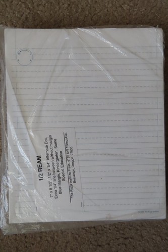 Riggs Institute's Writing Road to Reading paper, kindergarten grade