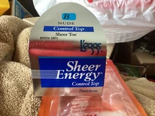 L'eggs Sheer Energy Control Top Nude B Pantyhose Wicking Cool Comfort 65504