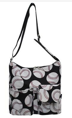 NGIL Baseball LRG Canvas Water Resistant Adjust.  Bag Purse Comfort Shoulder NWT