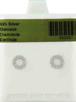 ECHTE DIAMANT O OHRSTECKER .925 STERLINGSILBER - BRANDNEU MIT ETIKETT & BOX