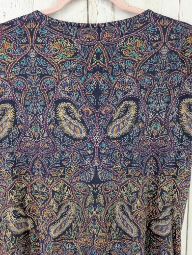 Lucky Brand Size Medium Womens Multicolor Paisely Print V Neck Short Sleeve Top - Imagen 6 de 7