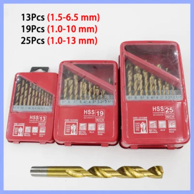 HSS Spiralbohrer 13/19/25tlg. Titan-Bohrer 1,0-13mm Metallbohrer Set Stahlbohrer - Bild 1 von 4