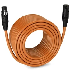 LyxPro Microphone 250 feet XLR Cable, Male to Female, 3 Pin Mic Cable, Orange
