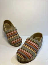 DANSKO VEGAN WOVEN STRIPED ESPADRILLE NURSING CLOGS SHOES SIZE 37 EUR/6/6.5 US