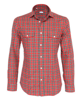 NWT VINCENZO DI RUGGIERO WESTERN SHIRT red handmade Napoli 42 16 1/2