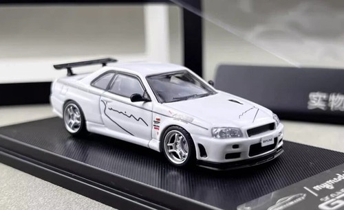 NISSAN SKYLINE GT-R R34 V-SPEC MINES WHITE 1/64 CAR BY MY MODEL COLLECT MC - 第 4/11 張圖片