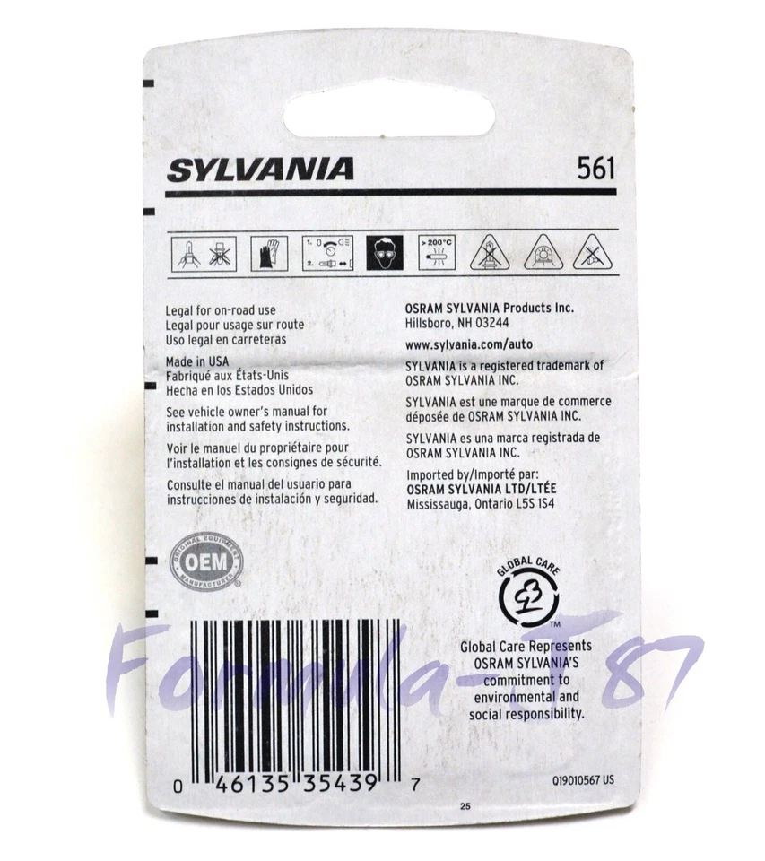 Sylvania Basic 561 12.42W Dos Bombillas Interior Mapa Luz Repuesto Lámpara Stock OE Foto 2 de 4