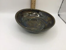 Studio Art Pottery Multi-color Hand Thrown Stoneware Bowl Artist Signed PH or DH