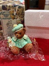 Cherished Teddies Cole Bear w/ Duck Figurine 476714R 1998 Resin 3in