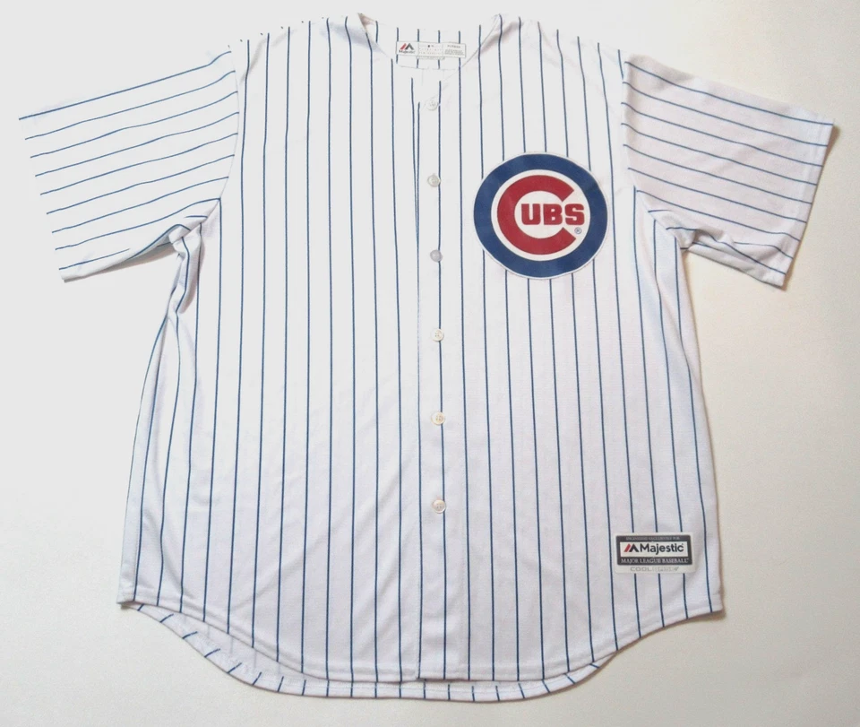 Chicago Cubs Button Baseball Jersey Majestic Pin Stripe MLB Cool Base XL - Image 2 of 4