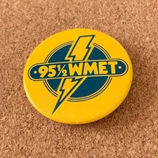 vintage WMET chicago radio station pin button 95  1/2 FM chicago's best rock