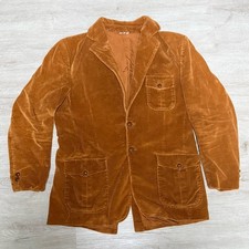 Vintage 1970s Corduroy Blazer Coat   R38   Rust Brown