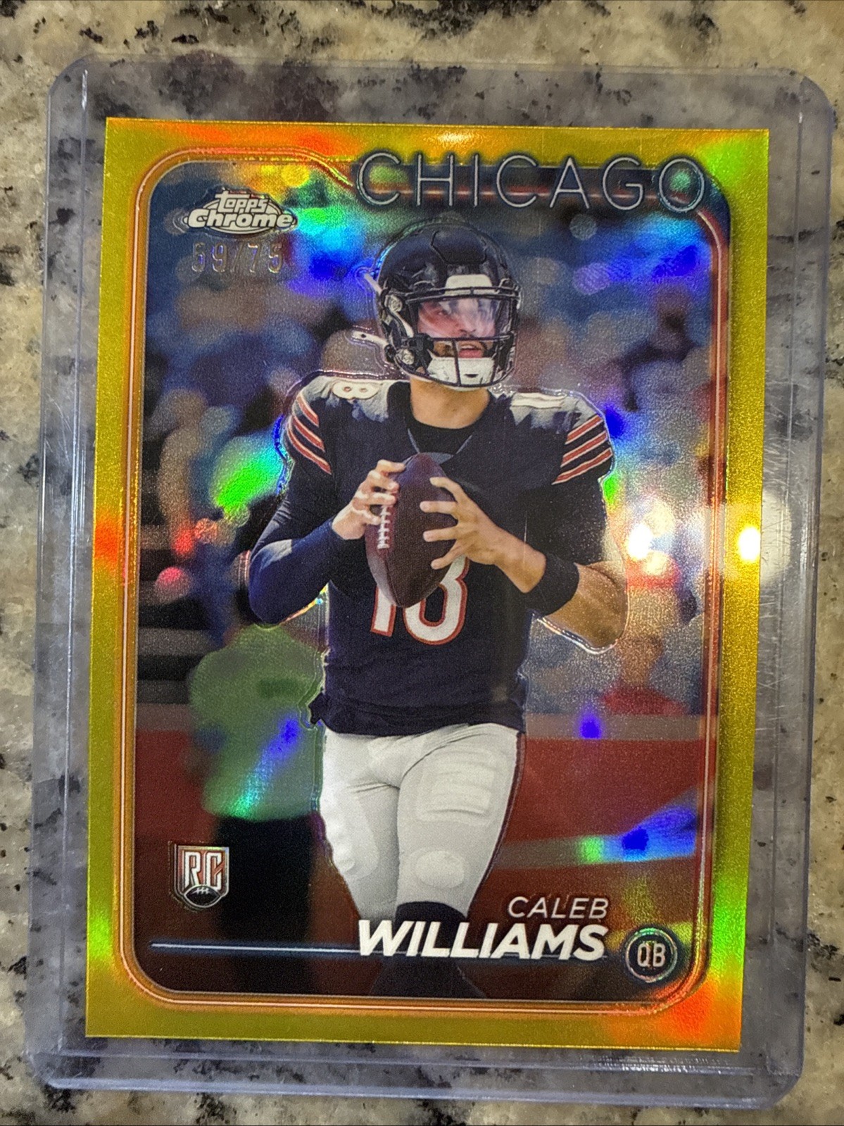 2024 Topps Chrome - Rookies Caleb Williams #202 Yellow Refractor /75 (RC)