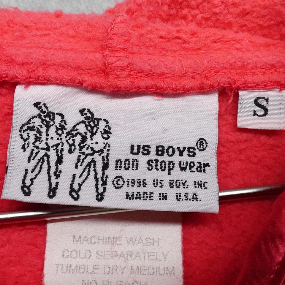 Винтажная женская толстовка с капюшоном US для мальчиков без остановок маленькая розовая на молнии сделано в США 90-е - Изображение 3 из 4