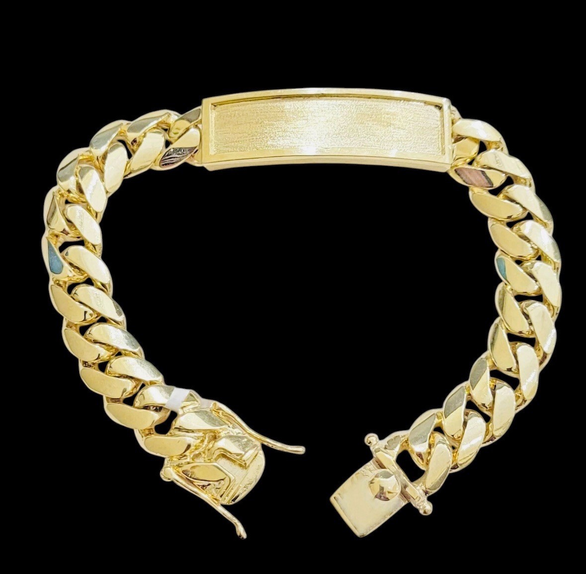 14k Yellow Gold ID Bracelet Miami Cuban Solid link 12mm Name Plate