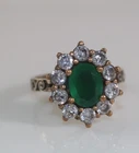 Vintage Antique Victorian Style Sterling Silver Ring Green Stone size 8.75