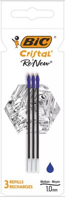 3086123681446 Wkład BIC Cristal Re'new metal niebieski pudełko 3szt. BIC