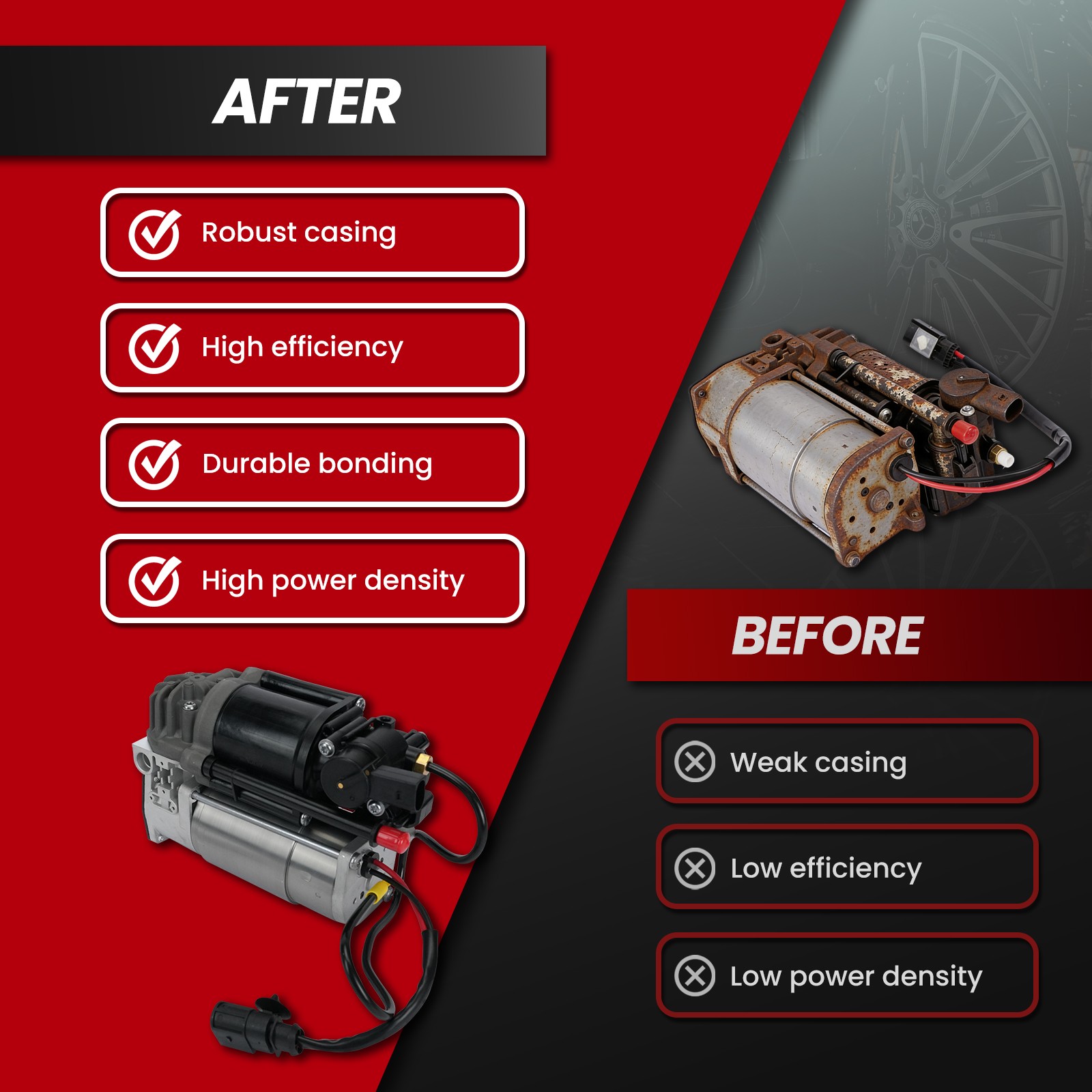 Air Suspension Compressor for 11-20 Audi A8 Quattro S8 Bentley Mulsanne
