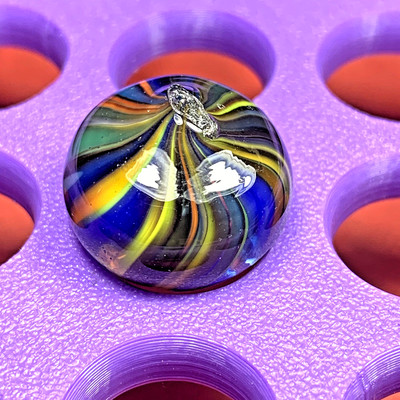 CANE ENDS/TESTS/CONTEMPORARY MULTI COLORED STRIPES SWIRL SHOOTER .71'' BOX01/11