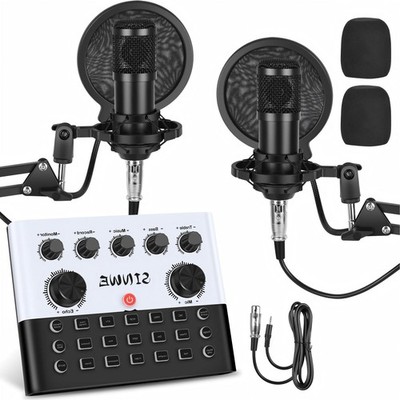 F993 All-in-One Podcast Equipment Bundle for 2，BM-800 Recording Studio Packag...