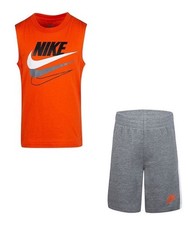 New Nike Logo Tank Top  Shorts Set, Boy's Size: 6, Orange NWT