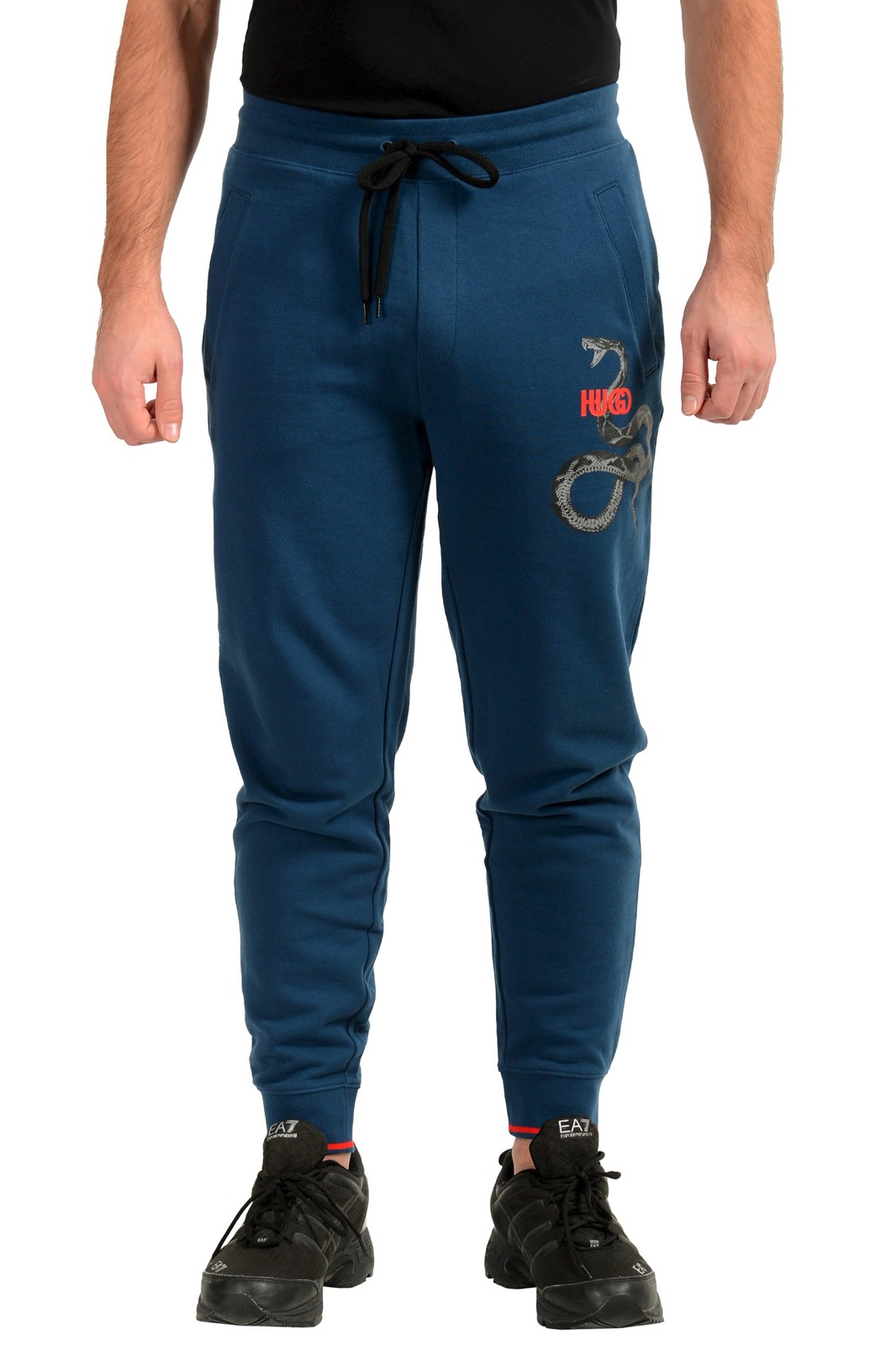Спортивные брюки с принтом Hugo Boss Mens Doodley Ink Blue с логотипом 15790₽