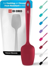 DI ORO Silicone Spoon Spatula - 600°F Heat-Resistant Large Spoonula, Red 