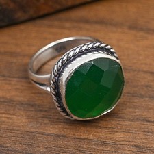 AAA Green Onyx Gemstone Handmade 925 Solid Sterling Silver Jewelry Ring