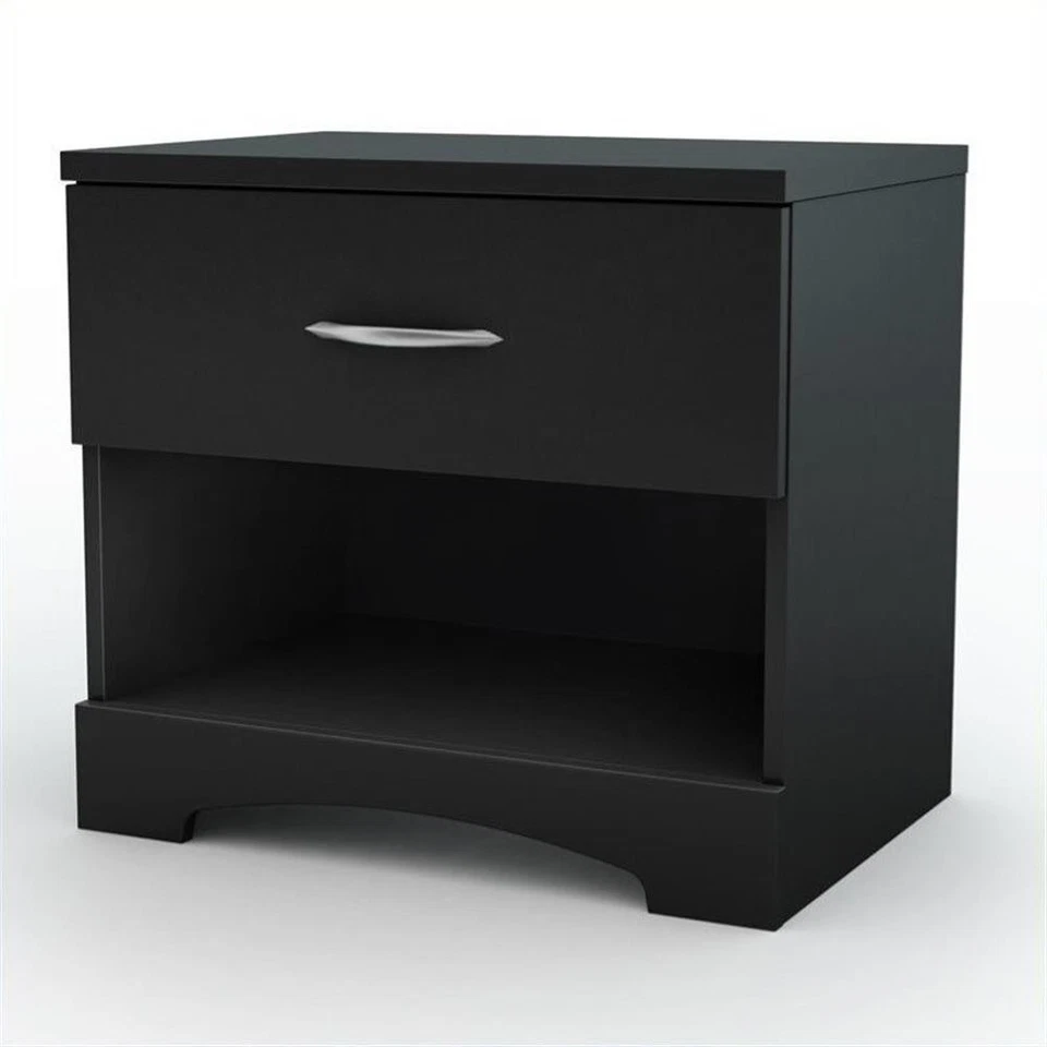 South Shore Step One 1 Drawer Wood Nightstand in Pure Black - Image 2 of 4