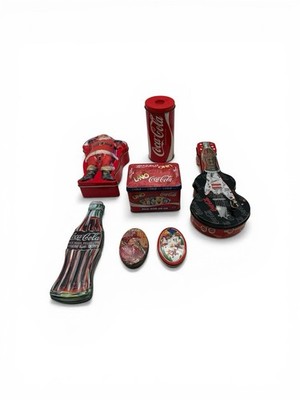 Lot of 7  Coca-Cola Collectible Mixed Tins, Card Sets, Guitar Music Box, & More
