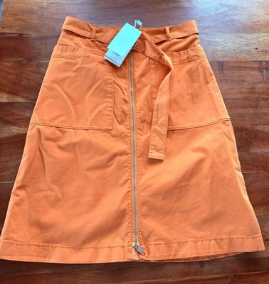 Hugo Boss, Rock, Größe: 36, Cognac / Orange, Baumwolle/Elasthan, Einfarbig