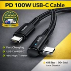 Right Angle 100W USB C Cable Fast Charging  Type C Data Sync Charger Cord