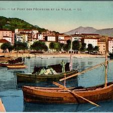 c1910s Ajaccio Corsica Postcard Fishing Boats Harbor Port Napoleon Town L France