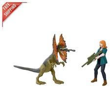 Jurassic World Dominion Claire  Dilophosaurus Action Figure Set with AR Feat...