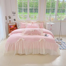 Girls Lace Bedding, Queen forter Cover Set, Chic Ruffled Duvet Cover