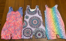 Lot of 3 Girls Gymnastics Biketards Size Small - Mermaid Geometric Prints