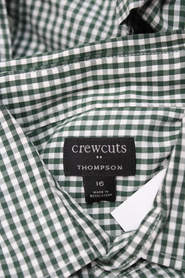 Crewcuts Boys Cotton Collared Check Print Button Up Shirt Green Size 16 - Image 3 of 3
