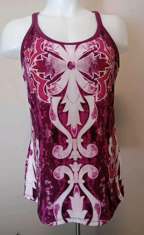athleta fushia print racerback athletic shirt