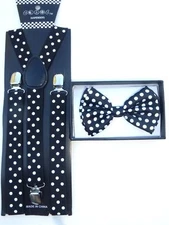 POLKA DOT SUSPENDERS and BOW TIE COMBO SET Wedding Suspender and Bowtie polkadot