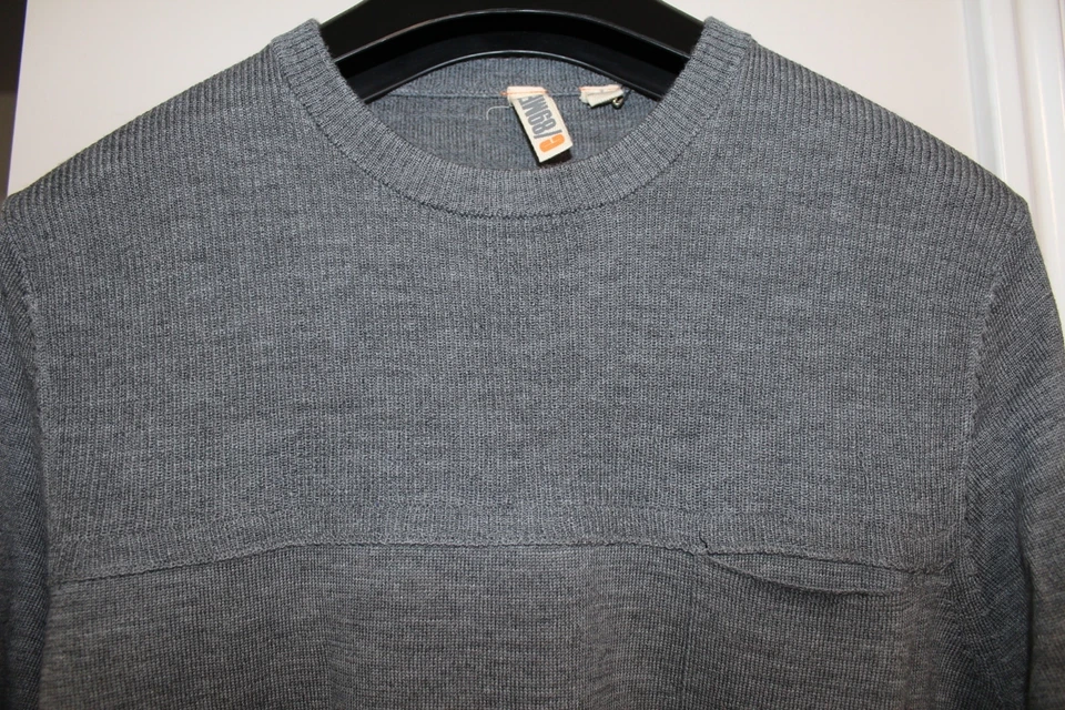 NEW Cullen C/89 MEN M Flannel Gray Crewneck Rib top Merino Wool Sweater F143311 - Image 4 of 4